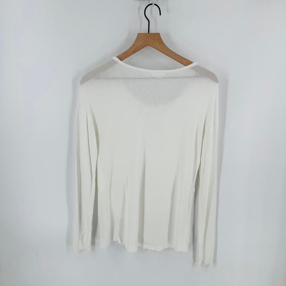 Lascana White Long Sleeve Knit Top Asymmetrical Hem Women’s Medium (No Size Tag) - Picture 2 of 5